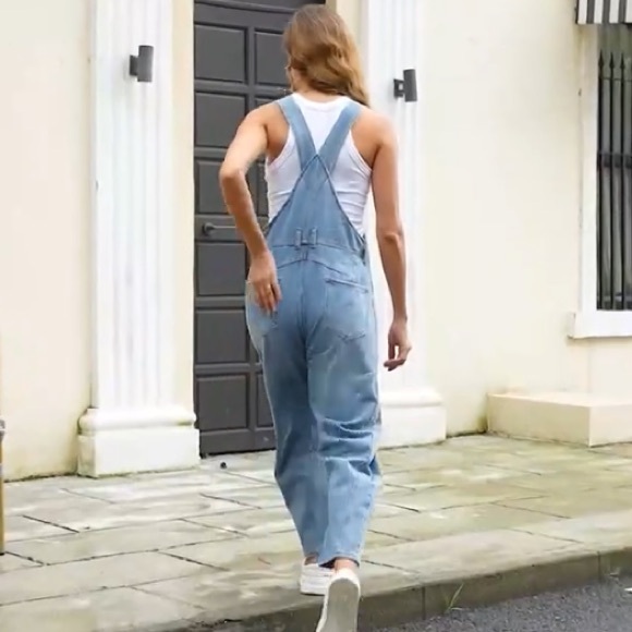 Denim Barrel Leg Overalls - Picture 2 of 3